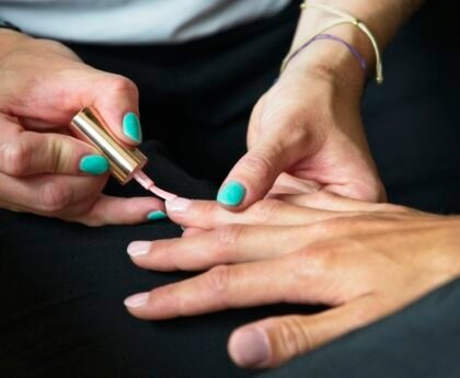 Colorful manicure preparation close-up