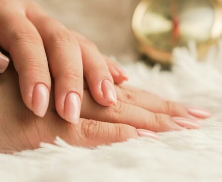 Editorial close-up of freshly polished nails